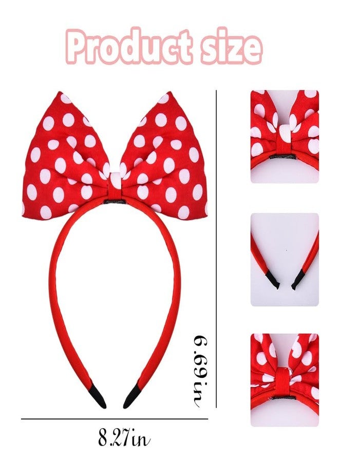 Sudaporn Halloween Red Bow Headband Big Polka Dot Bowknot Headbands Cute Christmas Party Accessory Halloween Princess Costume Cosplay Hair Accessories for Women Festival Headdress Headwear - Image 2